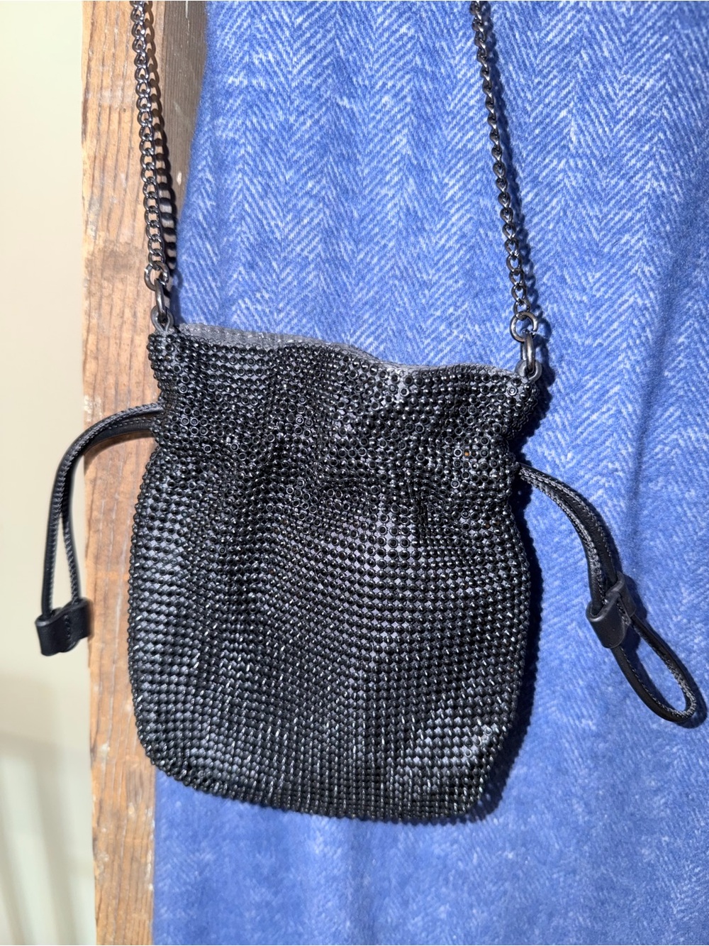 Simply Vera Vera Wang Black Mesh Drawstring Mini Crossbody